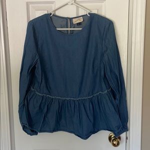 Chambray Peplum Blouse